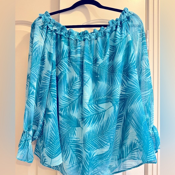 INC International Concepts Off Shoulder ChiffonTop - Picture 1 of 3